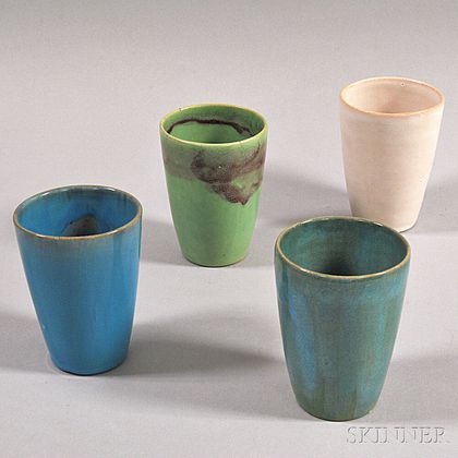 Four Paul Revere Pottery Cups