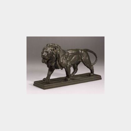 Antione-Louis Barye (French 1796-1875) Walking Lion/Lion qui Marche