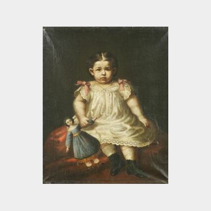 Oil Portrait of a Young Girl with Her Doll