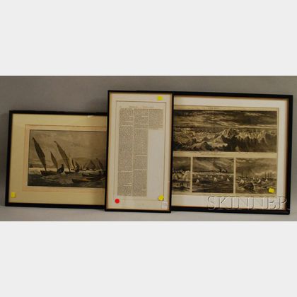 Lot of Three Framed Boat-themed Pages from Harper's Weekly