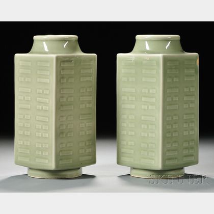 Pair of Celadon Vases