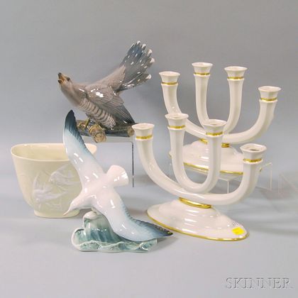 Four Pieces Rosenthal Porcelain and a Bing & Grondahl Porcelain Bird Figurine
