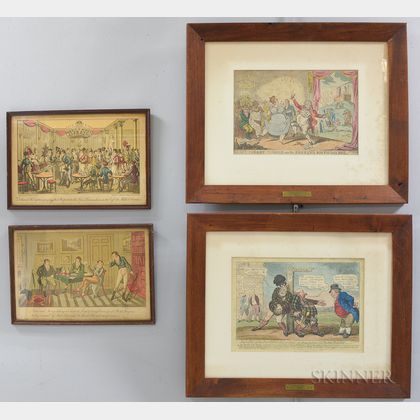 Group of Cruikshank-style Sketches and Prints. Estimate $300-500