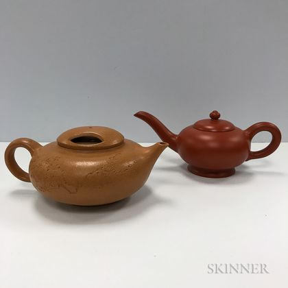 Two Yixing Teapots and Basins