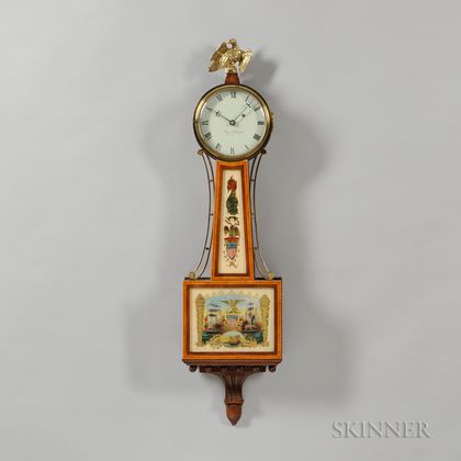 Reproduction Elmer O. Stennes Mahogany Patent Timepiece or "Banjo" Clock