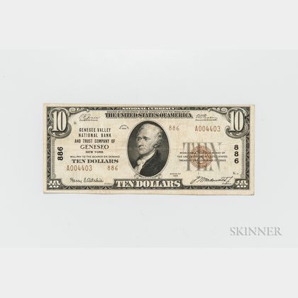 1929 Genesee Valley National Bank and Trust Company of Geneseo Type 2 $10 Note