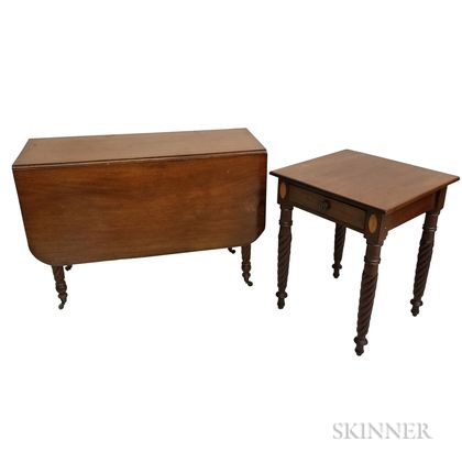 Classical Mahogany Drop-leaf Table and One-drawer Stand