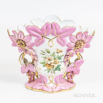 Large Pink Floral Limoges Vase
