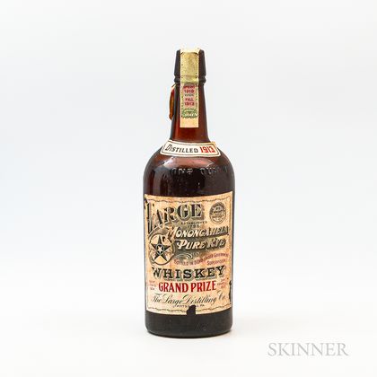 Large Old Monongahela Pure Rye 1913, 1 quart bottle 