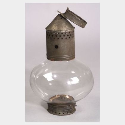 Large Tin and Glass Onion Lantern