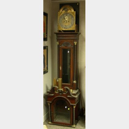 Georgian-style Brass Mounted Inlaid Mahogany Tall Case Clock