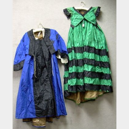 Two Early Victorian Two-piece Silk Dresses