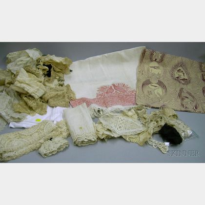 Group of Assorted Lace Collars, Lace Remnants, and Assorted Textiles