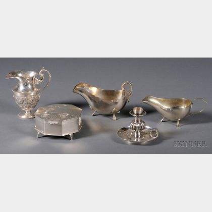 Five Chinese Export Silver Table Articles