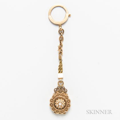 14kt Gold and Pearl Watch Fob/Locket