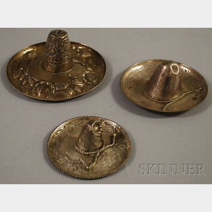 Three Mexican Figural Silver Hats