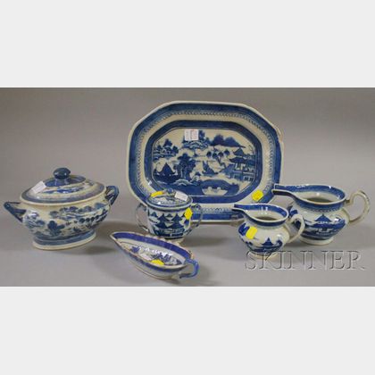 Six Pieces of Chinese Export Porcelain Canton Tableware