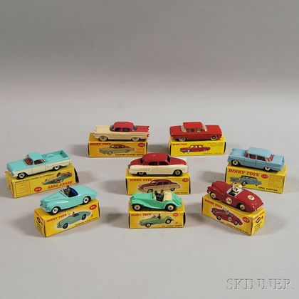 Eight Meccano Dinky Toys Die-cast Metal Automobiles