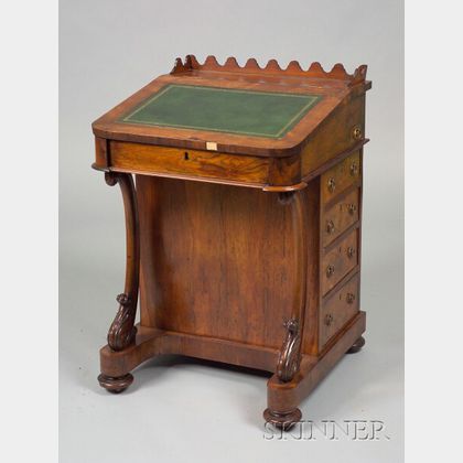 Early Victorian Rosewood Davenport Desk
