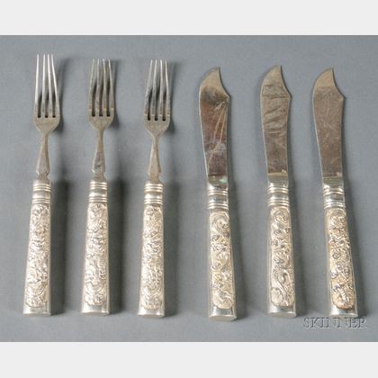 Chinese Export Silver Fish Set