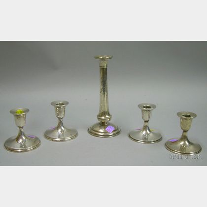 Five Richard Dimes Company Weighted Sterling Candlesticks