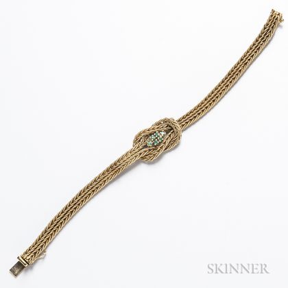 14kt Gold and Emerald Knot Bracelet