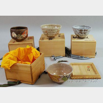 Four Japanese Ceramic Tea Ceremony Bowls