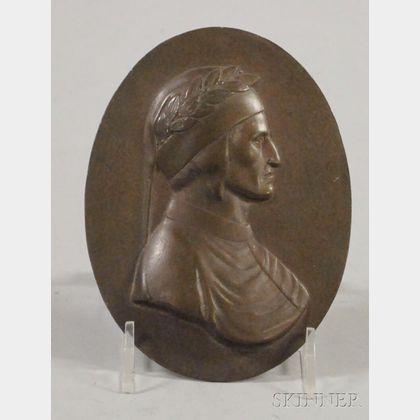Bronze Oval Dante Portrait Profile Plaque