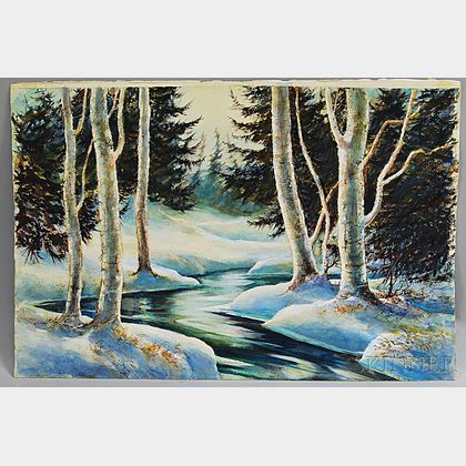 James A. Camlin (American, 1918-1982) Winter and Autumn River Scene/A Double-sided Composition
