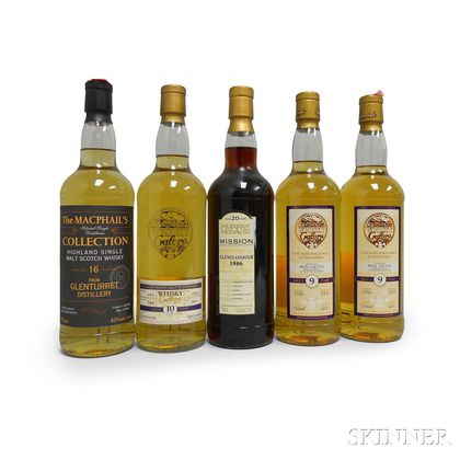 Mixed Single Malt Scotch, 5 750ml bottles 