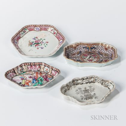 Four Small Export Porcelain Trays