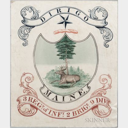 Maine Militia Regiment Flag Fragment