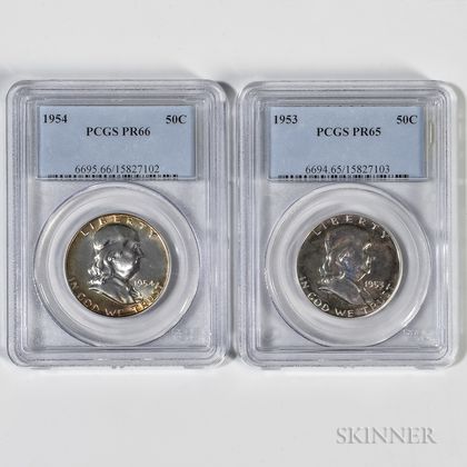1953 and 1954 Proof Franklin Half Dollars