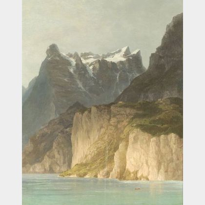 Attributed to Albert Bierstadt (German/American, 1830-1902) The Meadow of Rutli