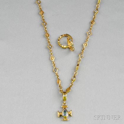 18kt Gold and Sapphire Necklace and Earrings, Loree Rodkin