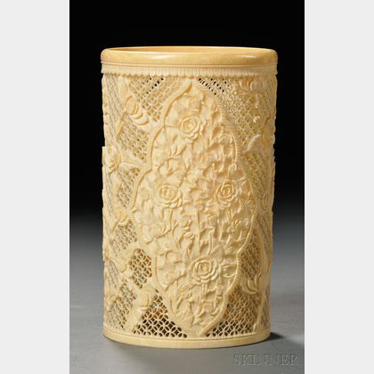 Ivory Brush Pot with Stand