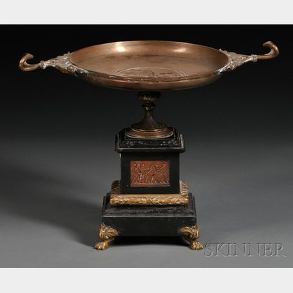 French Bronze and Black Marble Tazza