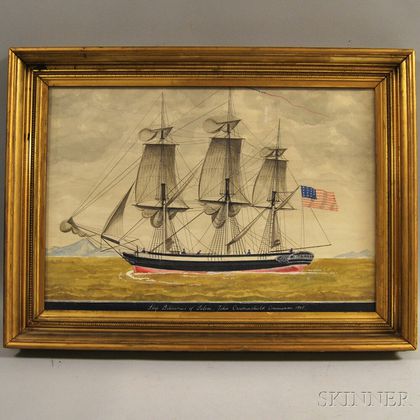 American School, 19th Century Ship Belisarius of Salem, John Crowninshield Commander 1795.