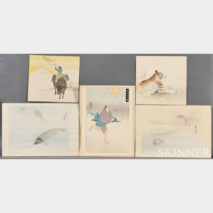 Five Ogato Gekko (1859-1920) Woodblock Prints