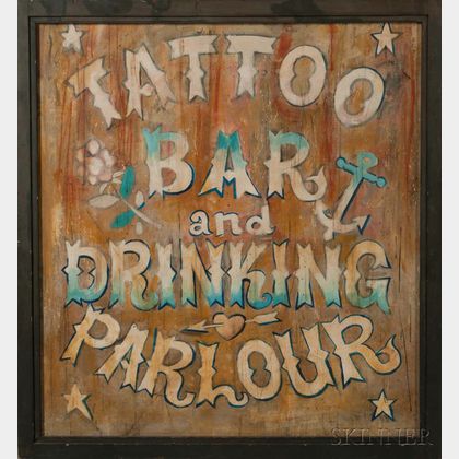 Large Decorative "TATTOO BAR and DRINKING PARLOR" Sign
