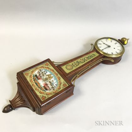 Reverse-painted and Carved Mahogany Patent Timepiece