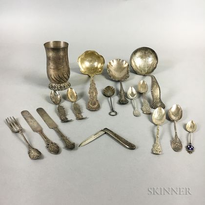 Group of Sterling Silver Serving Pieces and a Trophy Vase