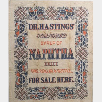 Chromolithograph Broadside Dr. Hastings' Compound Syrup of Naphtha