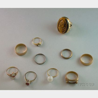 Ten Assorted Antique Rings and Bands