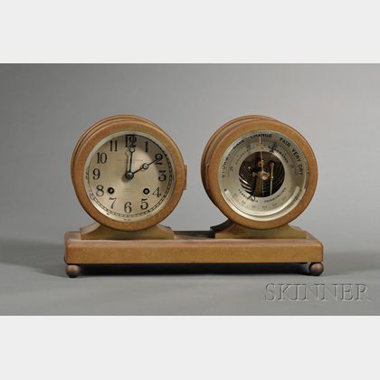 Chelsea Ship's Bell Desk Set Clock and Barometer with Thermometer