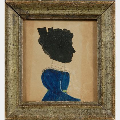 Silhouette Portrait of a Lady in a Blue Dress
