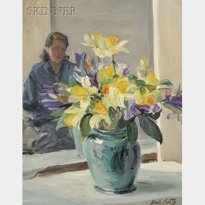 Louis Betts (American, 1873-1961) Still Life with Daffodils and Figure