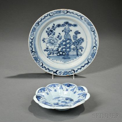 Two Dutch Delft Blue and White Dishes