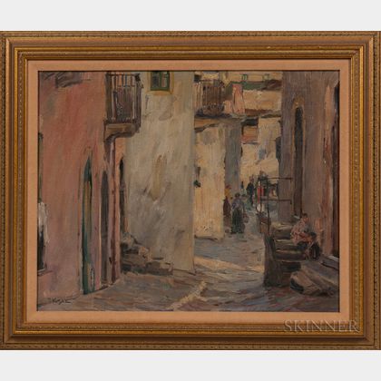 Paul Kutscha (Czech, 1872-1935) Street Scene