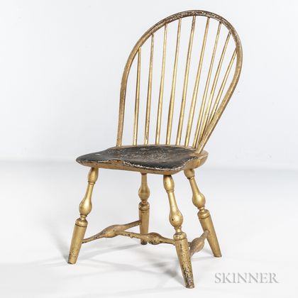 Gold- and Black-painted Bow-back Windsor Chair